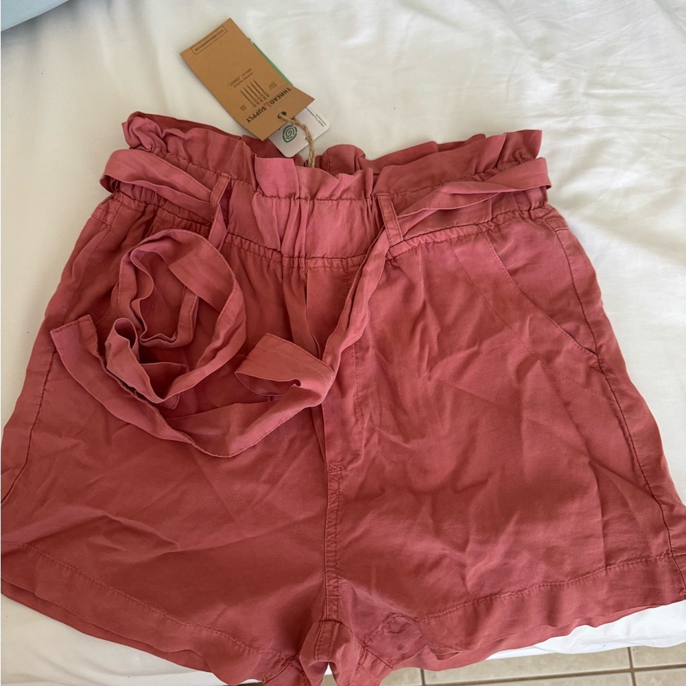 NWT Women's Pink Paperbag Waist Shorts